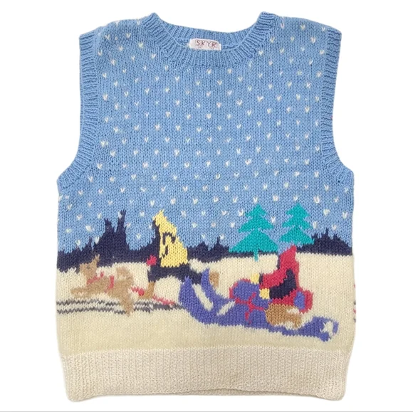 Rare VINTAGE 80s 90s Wool Blend Knit Ski Vest - Picture 2 of 11